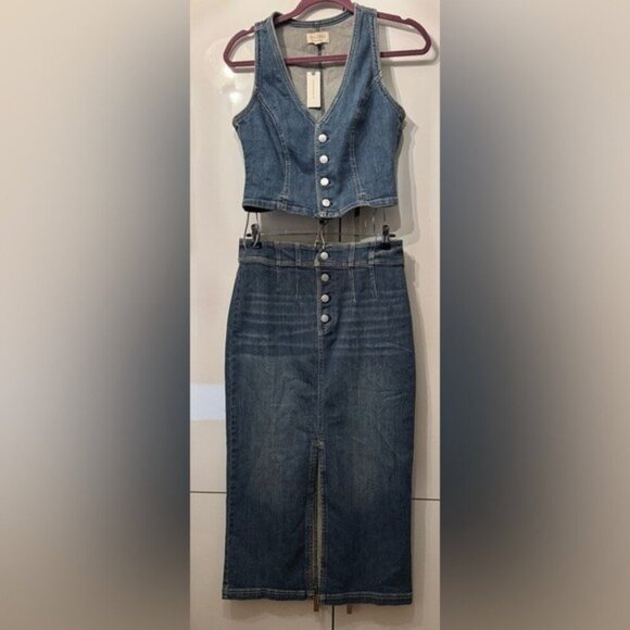 ❤️HP❤️NWT Size XL- Anthropologie Pilcro Denim Vest Twofer Midi Dress (Two piece) - Picture 11 of 14